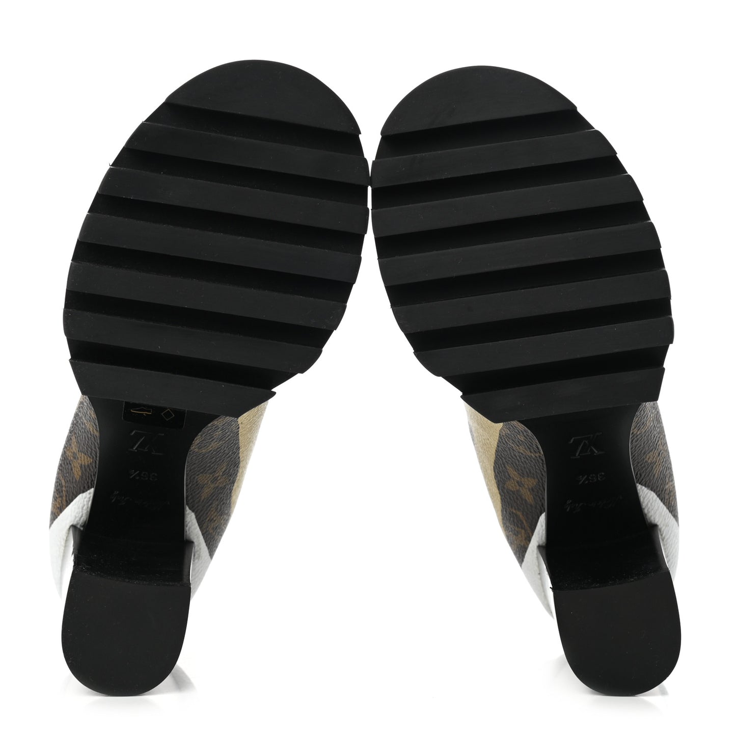X LOL Patent Calfskin Monogram Star Trail Ankle Boots 36.5 Gold Silver