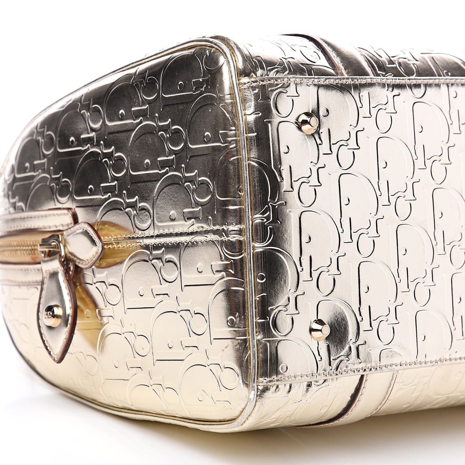 Christian Dior Metallic Patent Monogram Bowler Gold 7 of 10