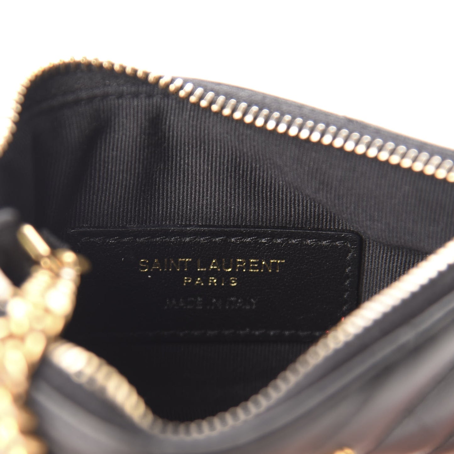 Calfskin Matelasse Monogram Key Pouch Black