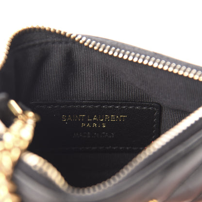 Saint Laurent Calfskin Matelasse Monogram Key Pouch Black 6 of 8