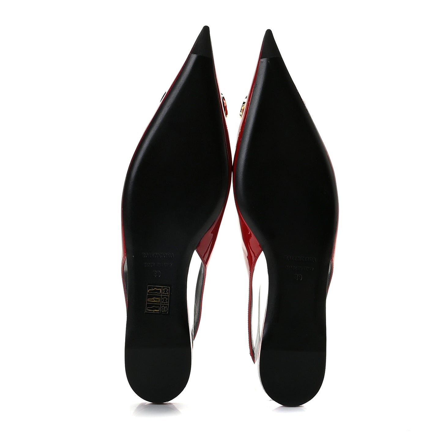 Patent BB Knife Pointy Toe Slingback Flats 39 Rouge Cardinal