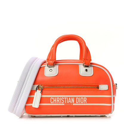 Christian Dior Calfskin Micro Dior Vibe Zip Bowling Bag Orange White 1 of 8