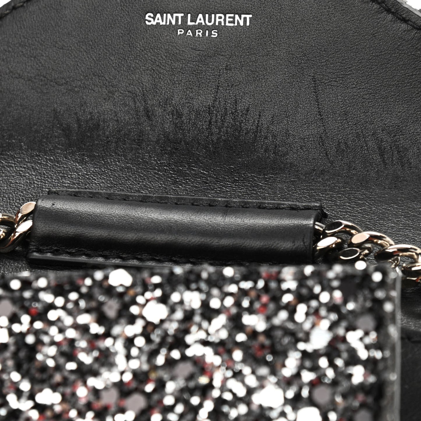 Sequin Calfskin Monogram Mini Candy Crossbody Black