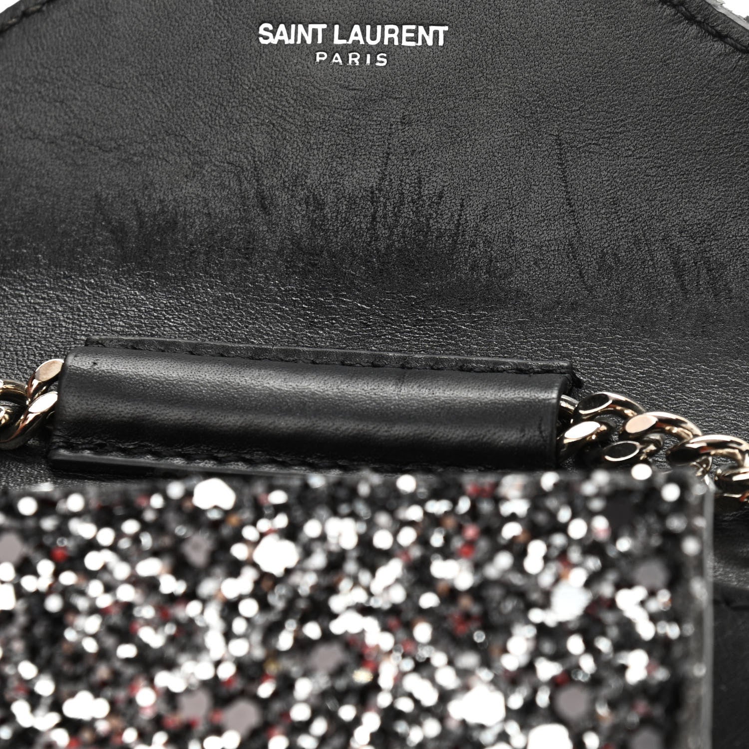 Saint Laurent Sequin Calfskin Monogram Mini Candy Crossbody Black 11 of 11