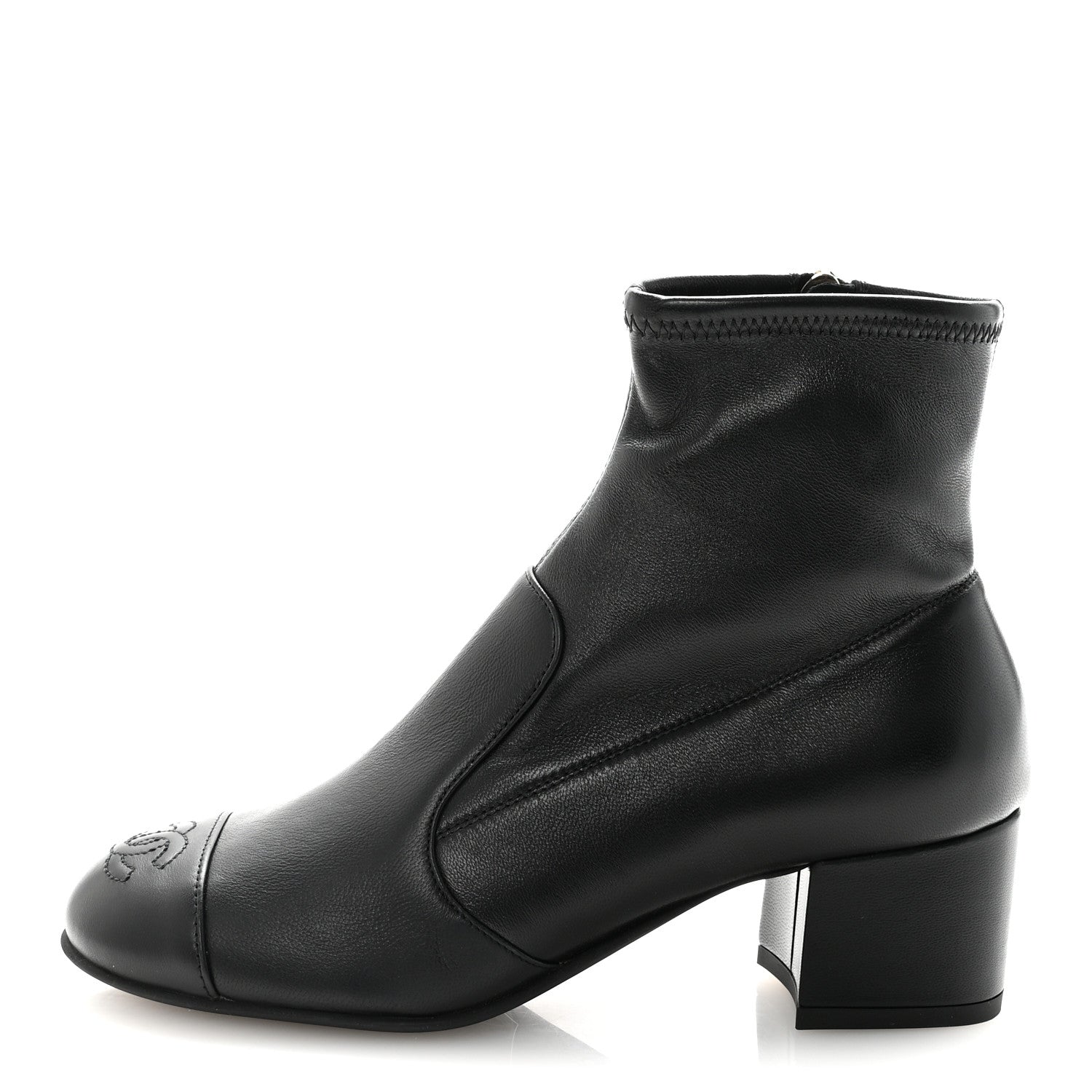 Chanel Stretch Lambskin Cap Toe CC Short Boots 35 Black 1 of 10