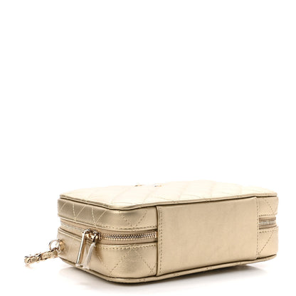 Chanel Metallic Lambskin Quilted Top Handle Vanity Case Gold 4 of 10