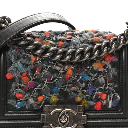 Chanel Calfskin Tweed Chain Small Boy Flap Black 8 of 10