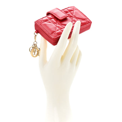 Christian Dior Lambskin Cannage Lady Dior 5-Gusset Card Holder Red 2 of 8