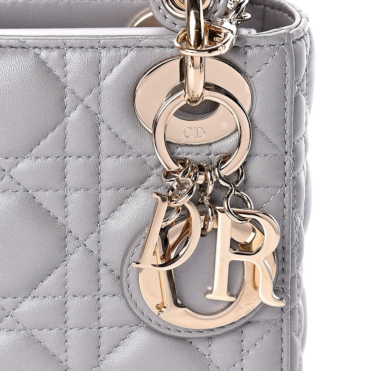 Christian Dior Metallic Lambskin Cannage Mini Lady Dior Grey 8 of 10