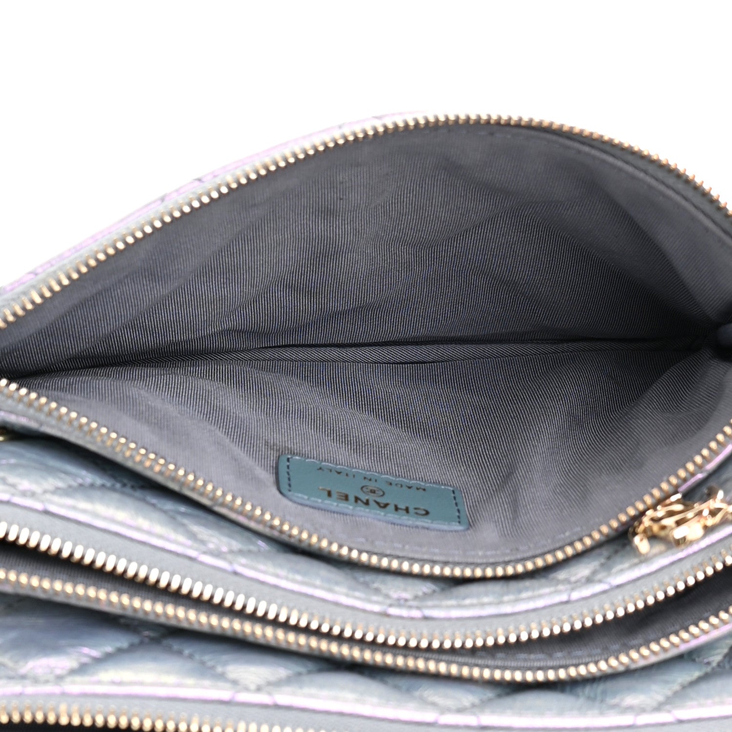 Chanel Iridescent Crumpled Calfskin Trio Cosmetic Case Purple 8 of 15