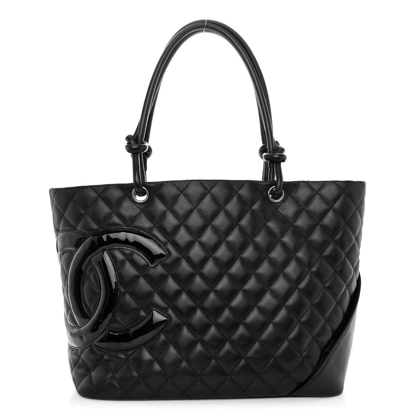 Calfskin Quilted Large Cambon Tote Black