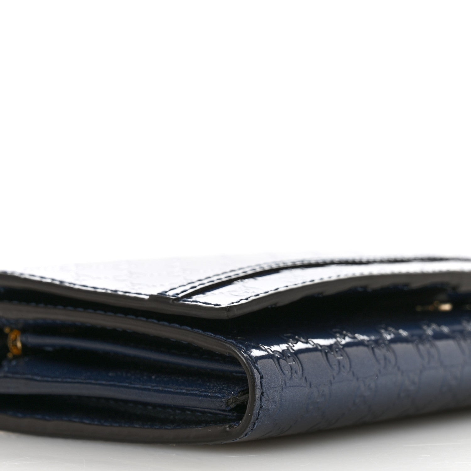 Gucci Metallic Patent Microguccissima Signature Chain Wallet Navy 10 of 12