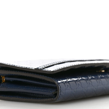 Gucci Metallic Patent Microguccissima Signature Chain Wallet Navy 10 of 12