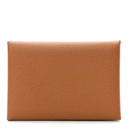 Hermes Epsom Calvi Duo Card Case Gold 1 of 8