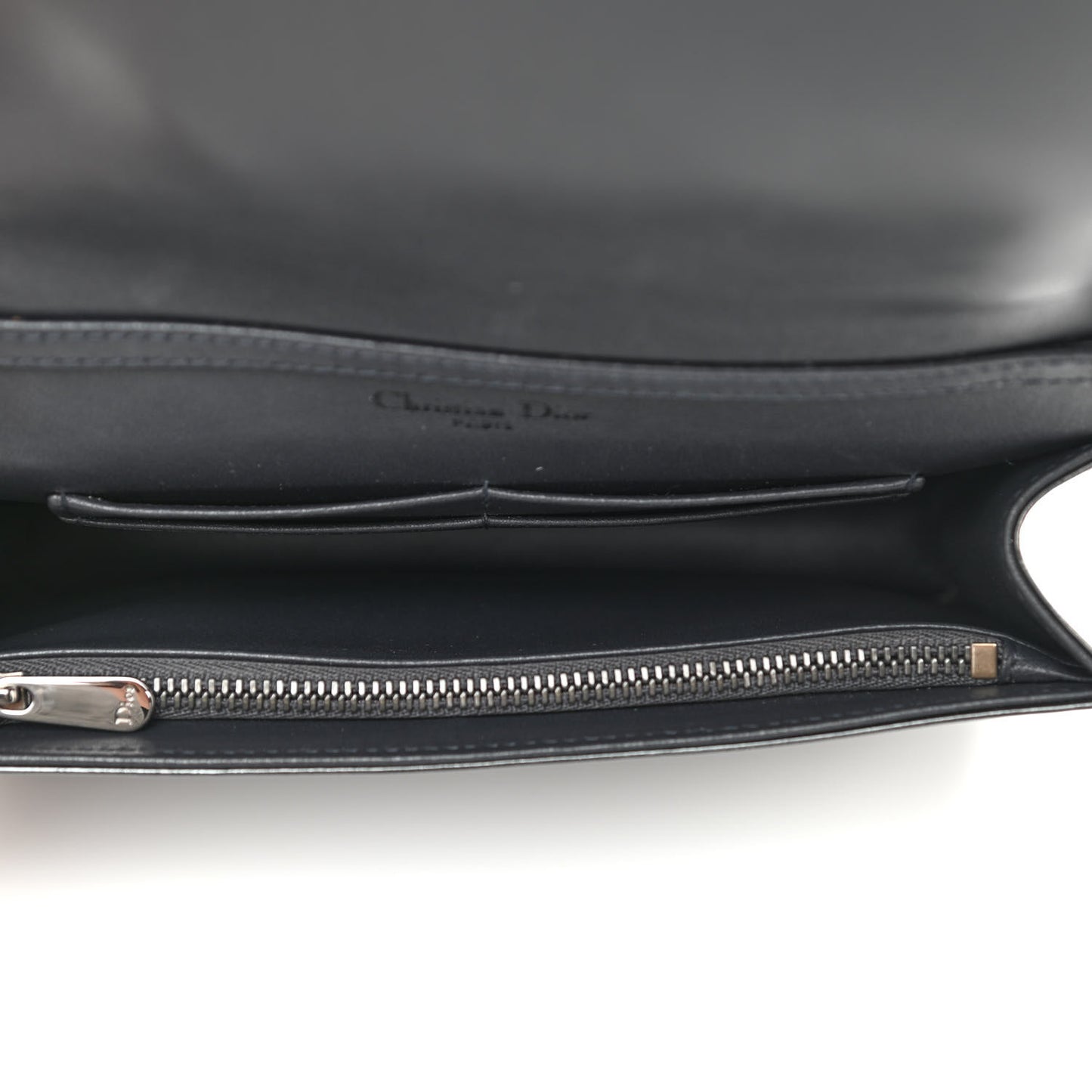 Metallic Patent Micro-Cannage Diorama Wallet on Chain Pouch Onyx Black