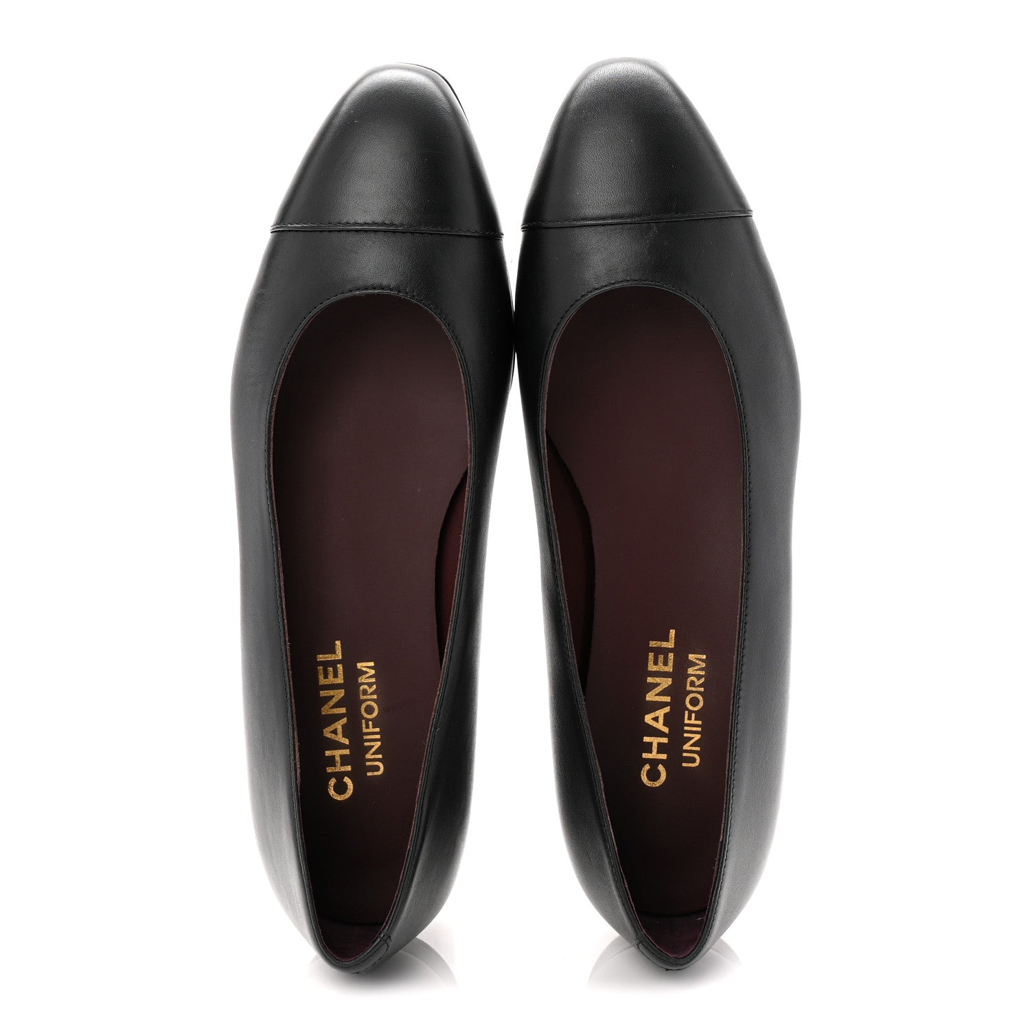 Chanel Lambskin Cap Toe CC Uniform Ballerina Flats 36.5 Black 5 of 9