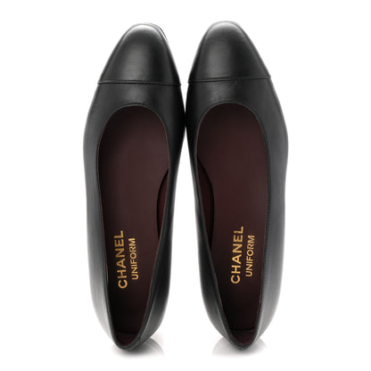 Chanel Lambskin Cap Toe CC Uniform Ballerina Flats 36.5 Black 5 of 9
