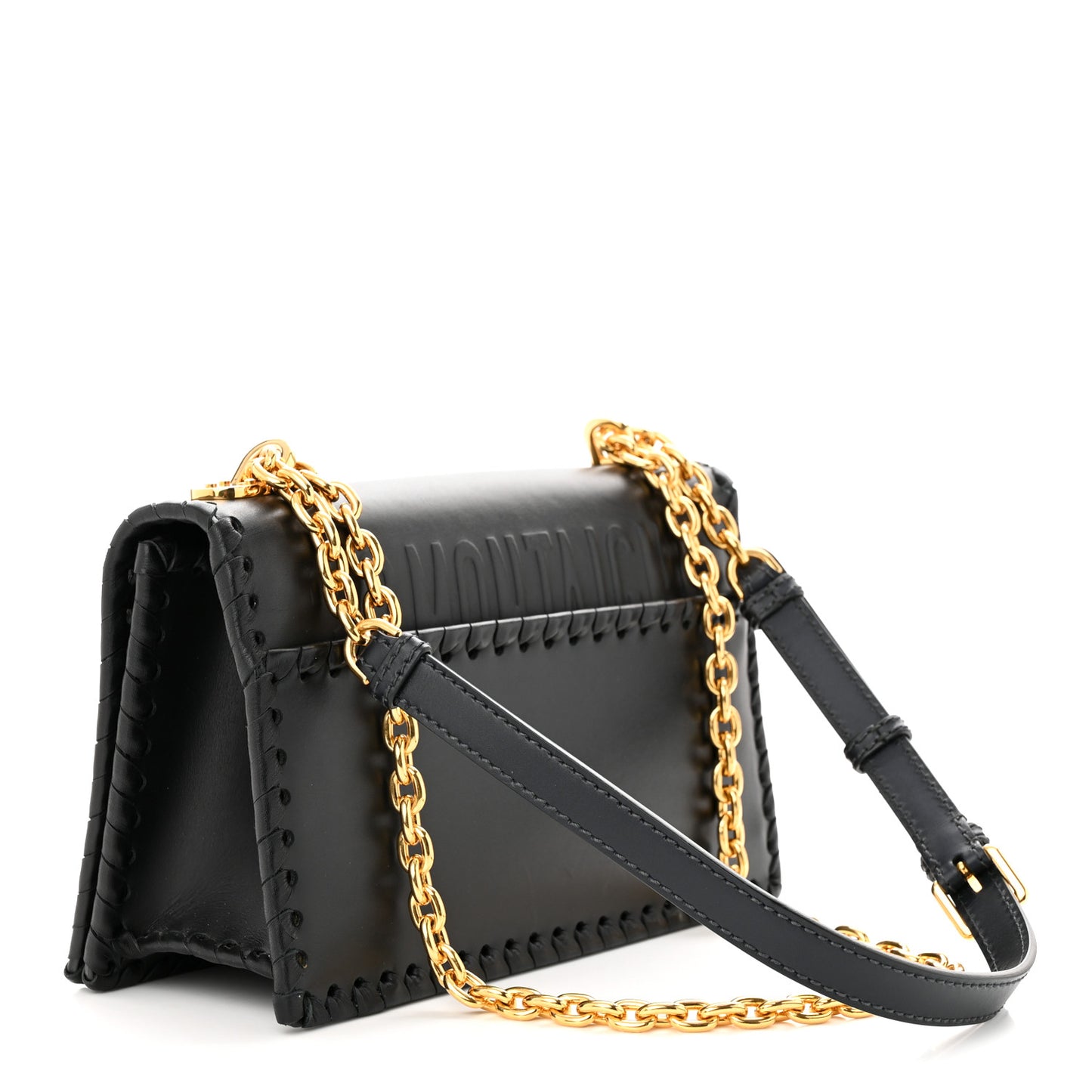 Calfskin Braided 30 Montaigne Chain Flap Bag Black
