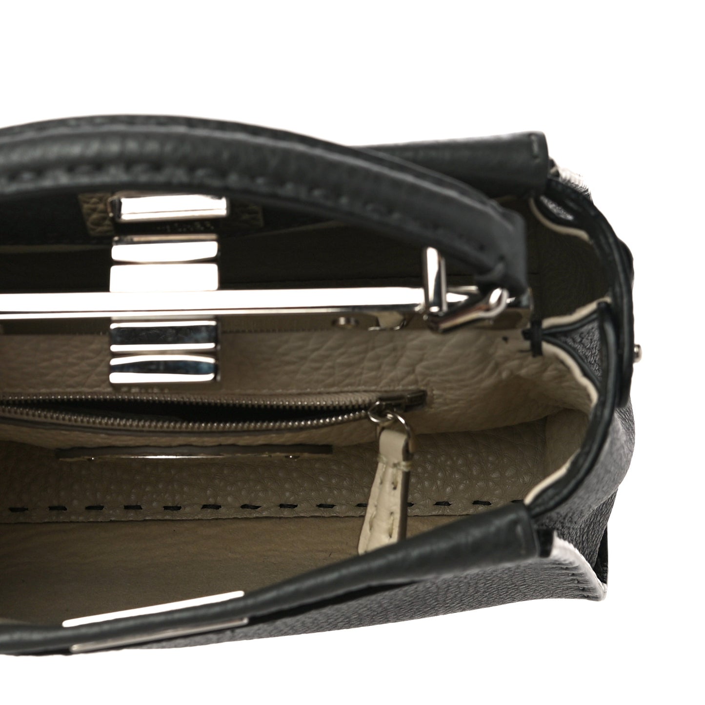 Cuoio Romano Selleria Bi-Color Mini Peekaboo Iconic Satchel Asfalto Latte
