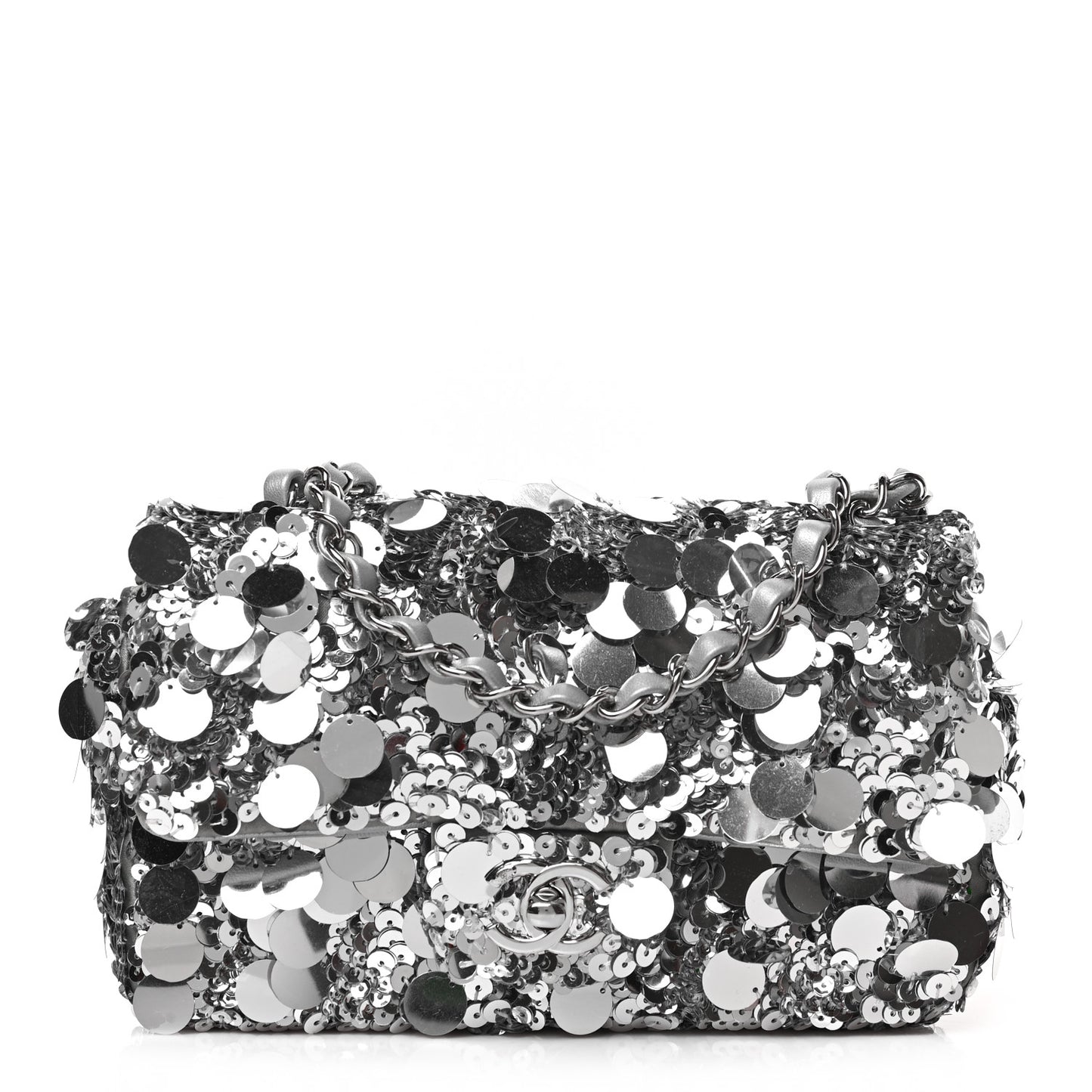 Sequin Mini Rectangular Flap Silver