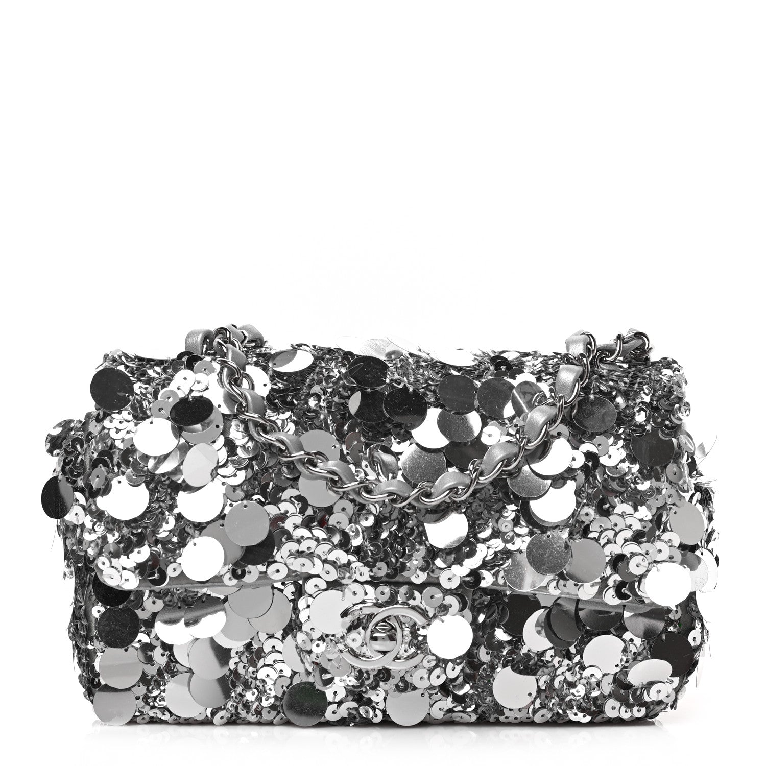 Chanel Sequin Mini Rectangular Flap Silver 1 of 9