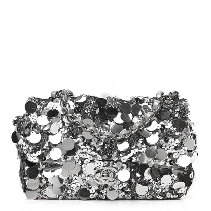 Chanel Sequin Mini Rectangular Flap Silver 1 of 9