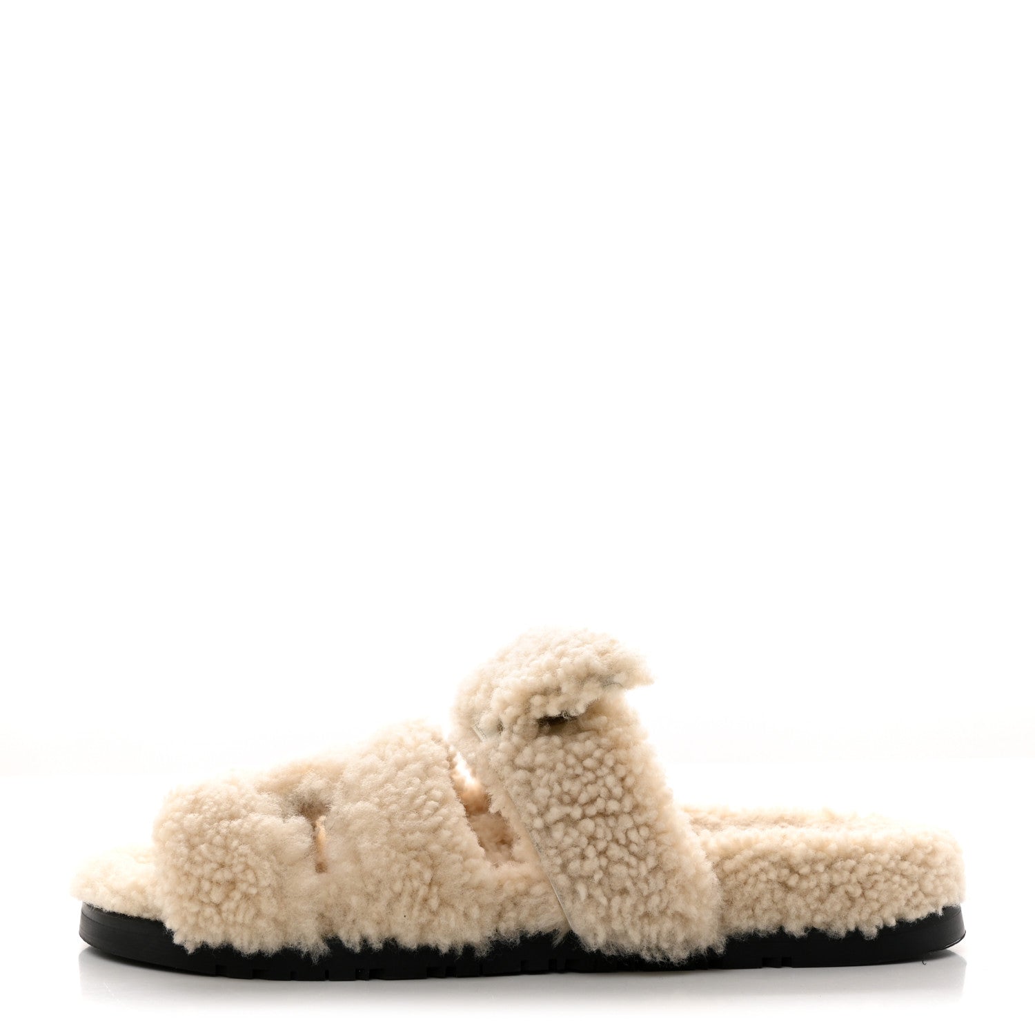 Hermes Woolskin Womens Chypre Sandals 38 Ecru 1 of 10