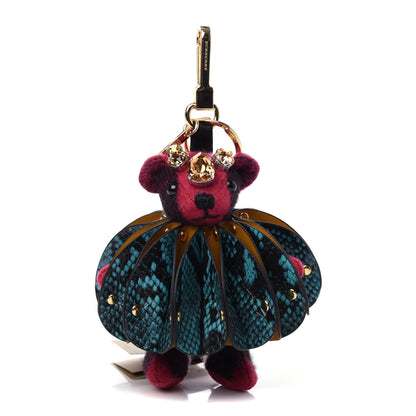 Burberry Cashmere Check Calfskin Crystal Concertina Thomas Bear Bag Charm Fuchsia Pink 1 of 4