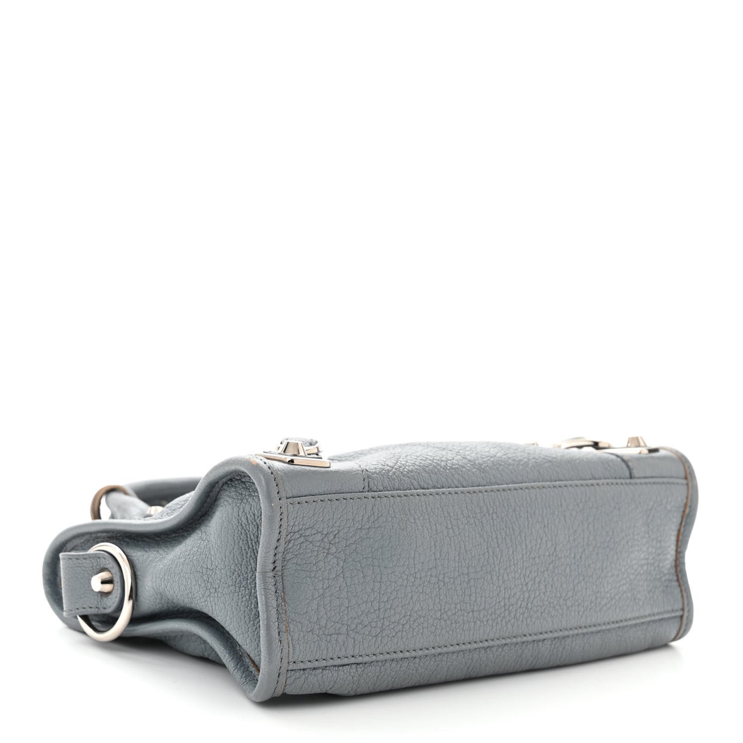 Chevre Silver Metallic Edge Hardware Mini City Bleu Acier