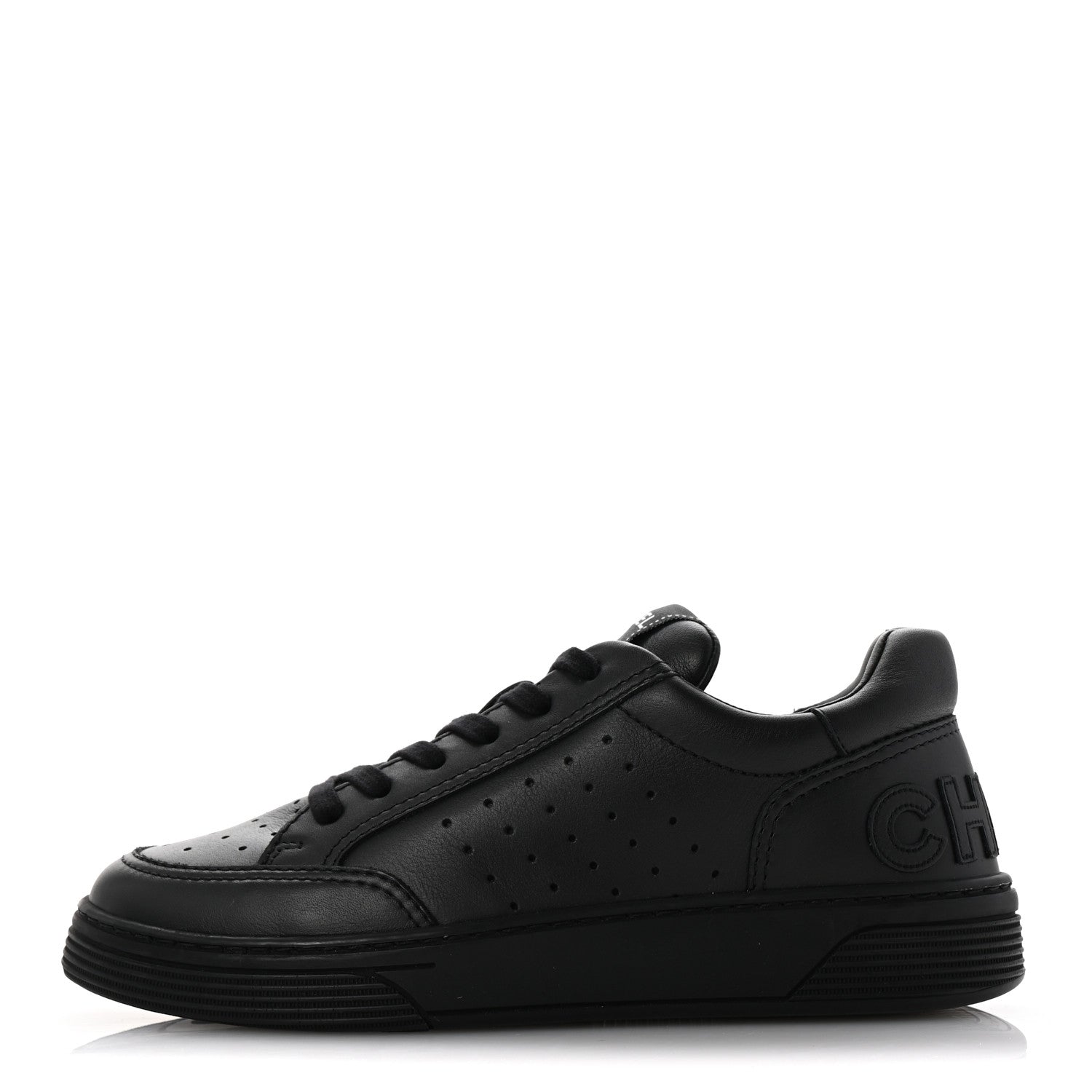 Chanel Calfskin Womens Logo Sneakers 38.5 Black 1 of 10