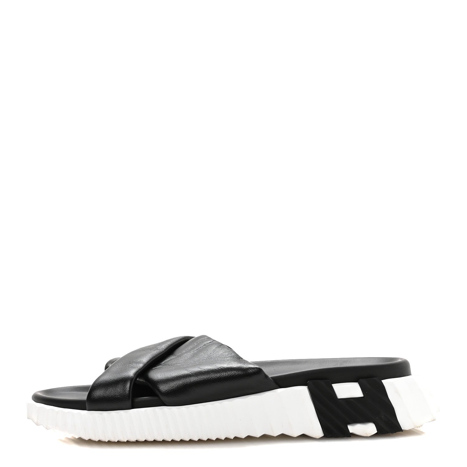 Hermes Nappa Womens Infra Sandals 38.5 Black 1 of 8