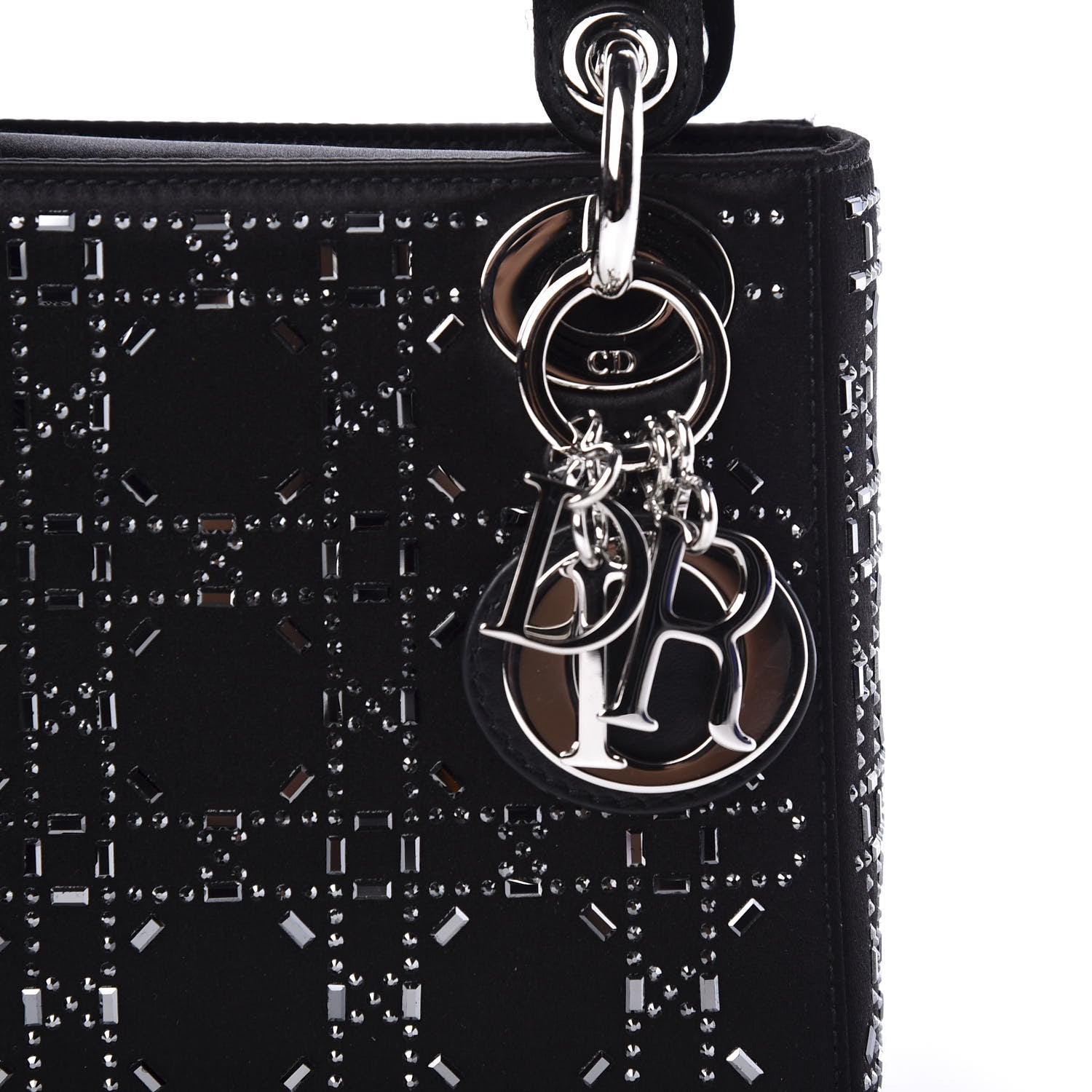 Christian Dior Satin Crystal Cannage Mini Lady Dior Black 10 of 10