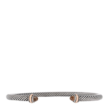 David Yurman Sterling Silver 18K Rose Gold Morganite 5mm Cable Classics Bracelet 1 of 5