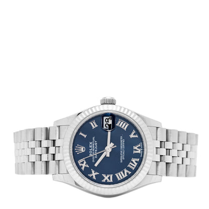 Rolex Stainless Steel 18K White Gold 31mm Oyster Perpetual Datejust Watch Bright Blue Roman 278274 2 of 5