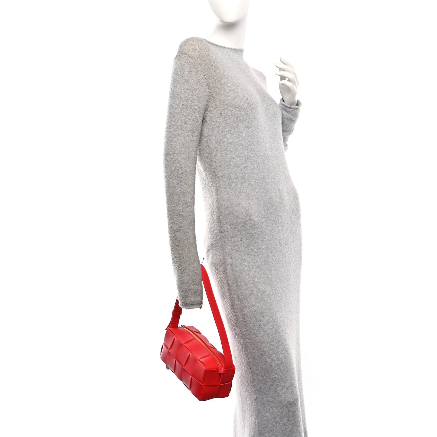 Lambskin Maxi Intrecciato Small Brick Cassette Bag Redstone