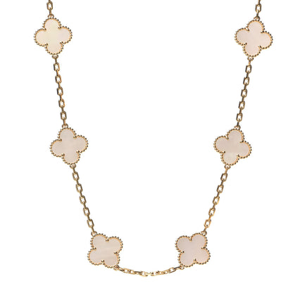 Van Cleef & Arpels 18K Yellow Gold Mother of Pearl 10 Motifs Vintage Alhambra Necklace 2 of 6