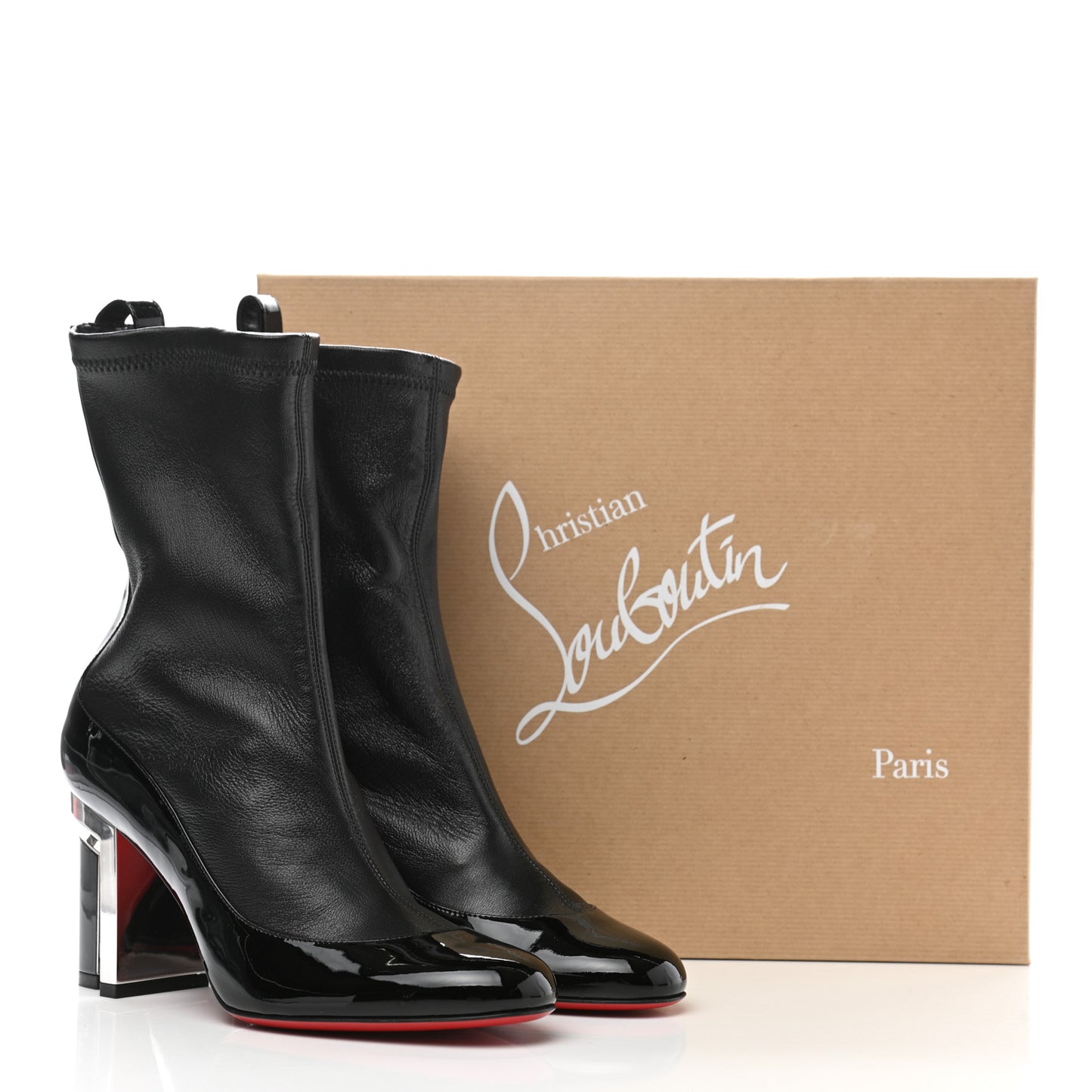 Patent Nappa Shine Bootnik 85 Boots 36.5 Black Silver