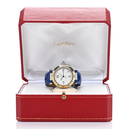 Cartier Stainless Steel 18K Yellow Gold Alligator 38mm Pasha C Automatic Watch Blue 5 of 5