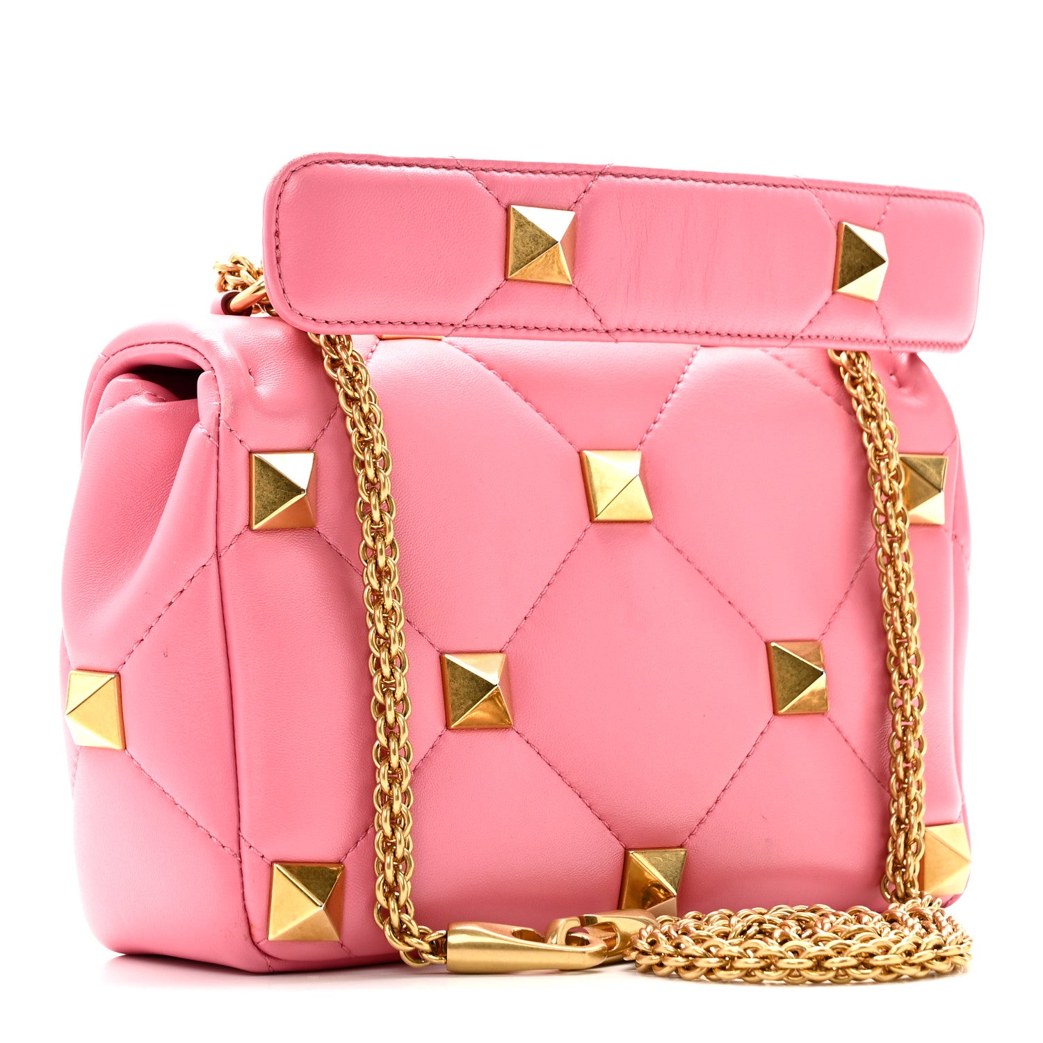 Valentino Garavani Nappa Medium Roman Stud Shoulder Bag Flamingo Pink 3 of 9