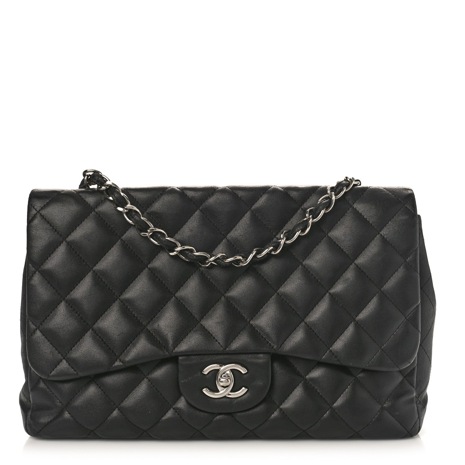 Chanel Lambskin Quilted Jumbo Single Flap Black 1 of 11