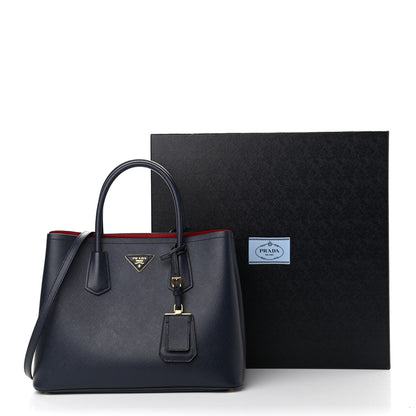 Prada Saffiano Cuir Medium Double Bag Baltico 10 of 13