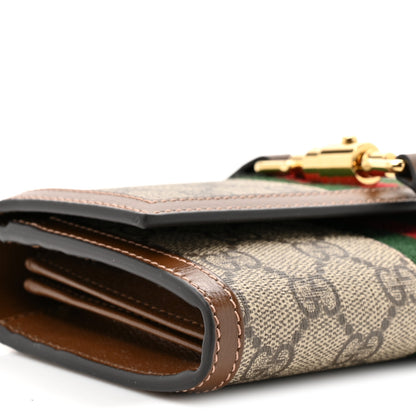 Gucci GG Supreme Monogram Azalea Calfskin Web Jackie 1961 Chain Wallet Beige Ebony Brown Sugar 11 of 12