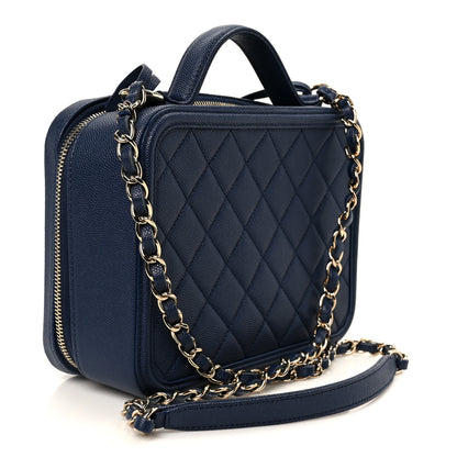 Chanel Caviar Quilted Medium CC Filigree Vanity Case Navy 3 of 11
