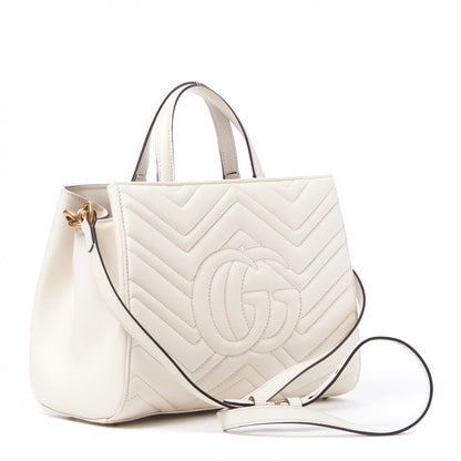 Gucci Calfskin Matelasse Small GG Marmont Tote White 2 of 9