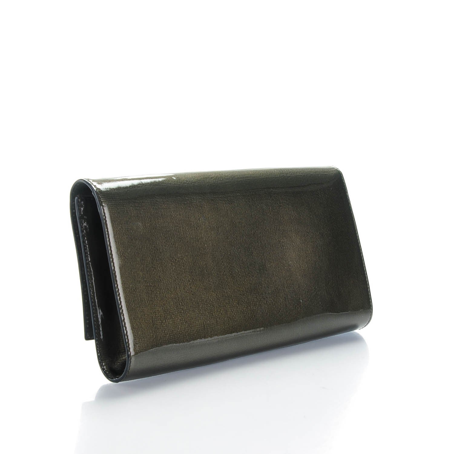 Saint Laurent Patent Large Belle De Jour Clutch Green 3 of 7