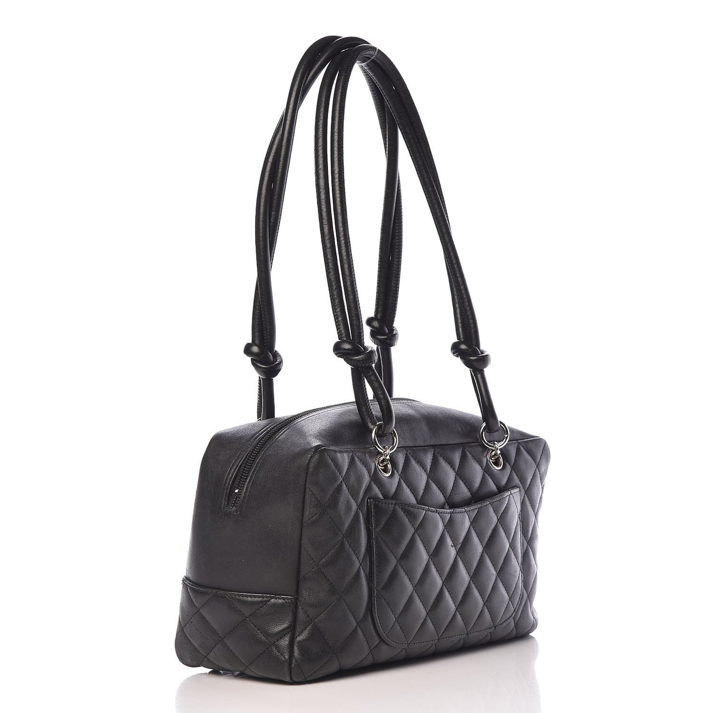 Calfskin Quilted Large Cambon Bowler Black
