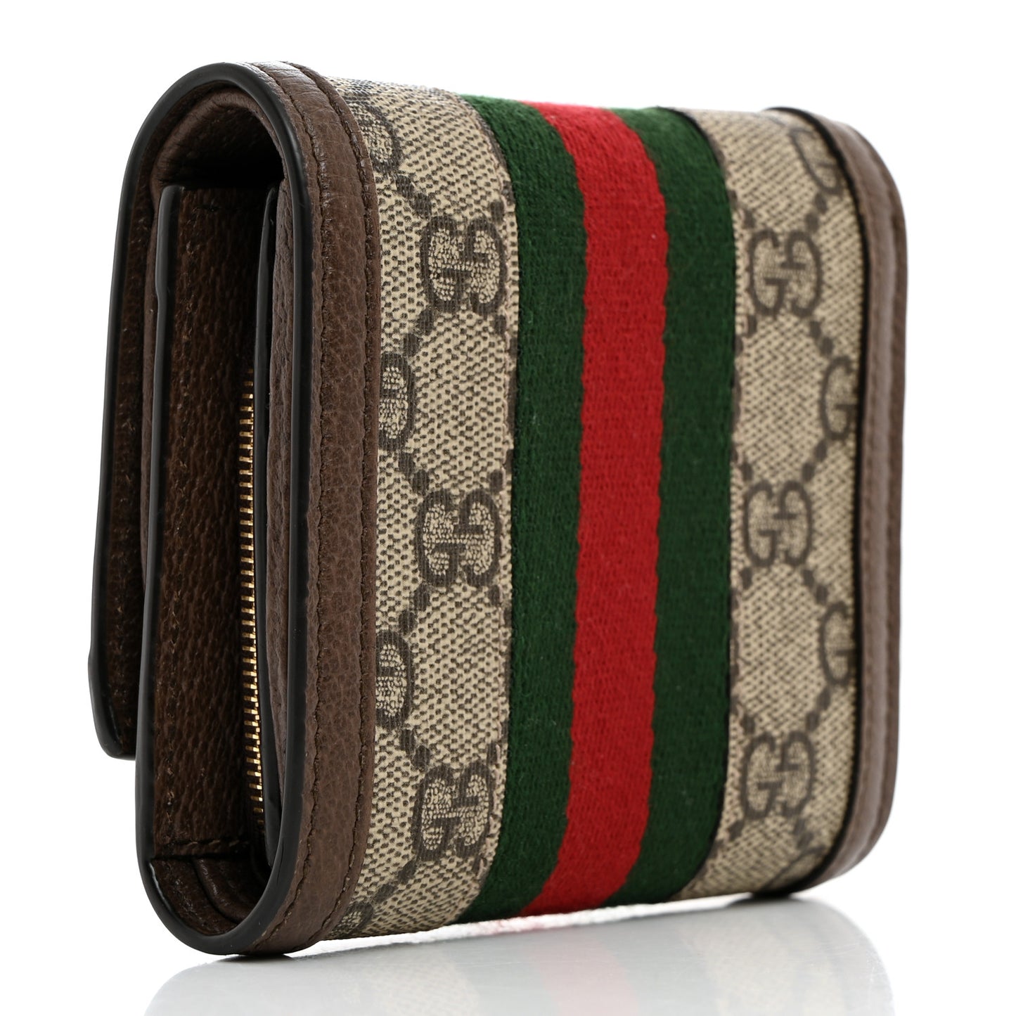 GG Supreme Monogram Web Ophidia Compact Wallet Beige New Acero