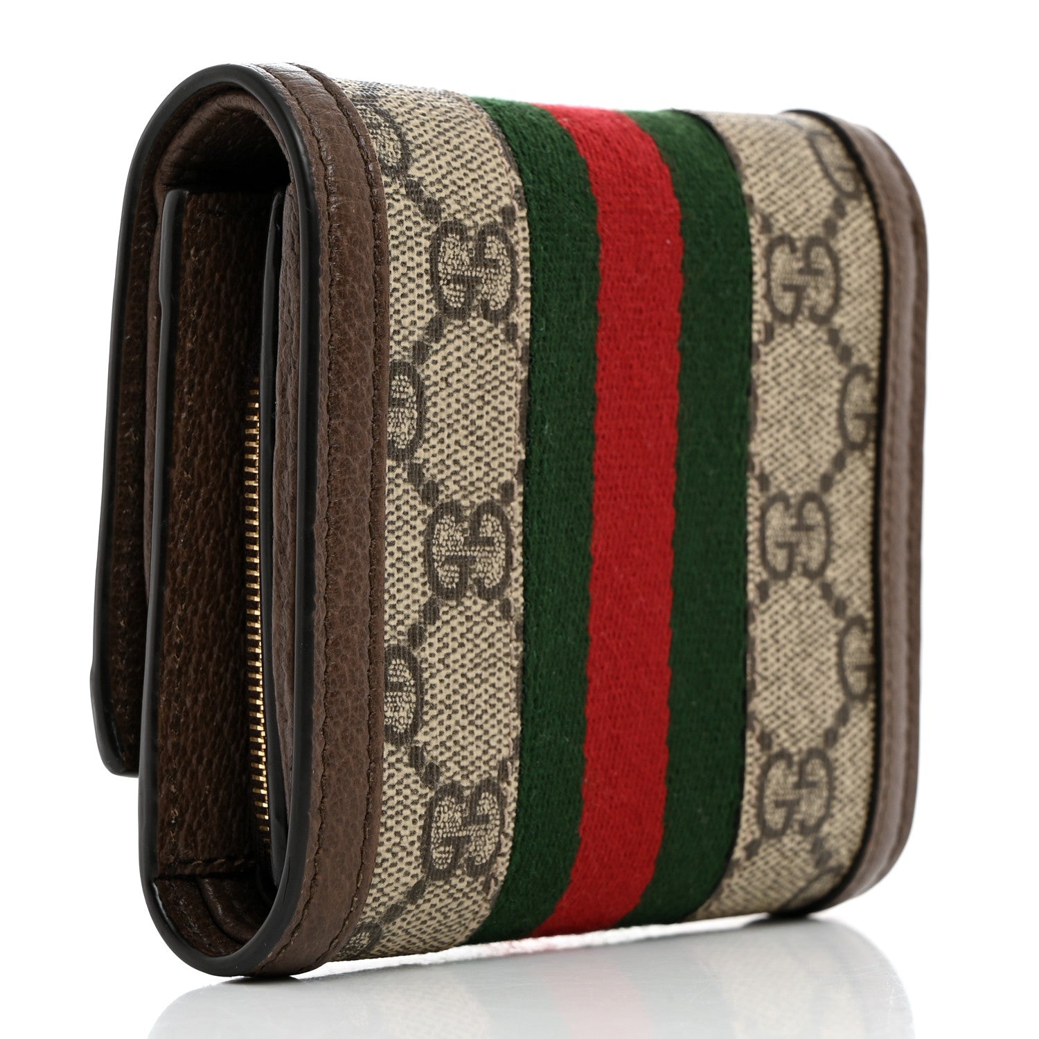 Gucci GG Supreme Monogram Web Ophidia Compact Wallet Beige New Acero 3 of 6