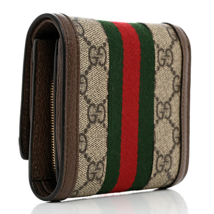 Gucci GG Supreme Monogram Web Ophidia Compact Wallet Beige New Acero 3 of 6