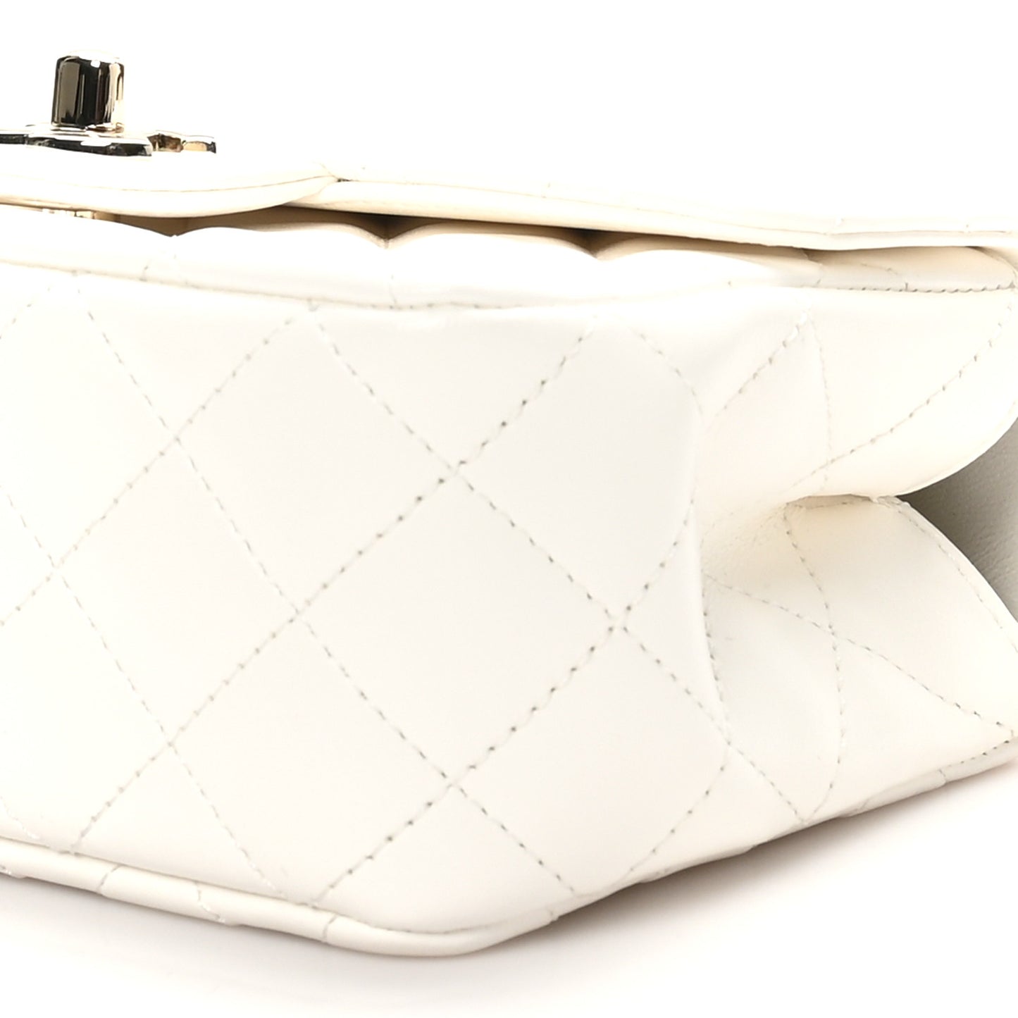 Lambskin Quilted Mini Crystal Top Handle Rectangular Flap White
